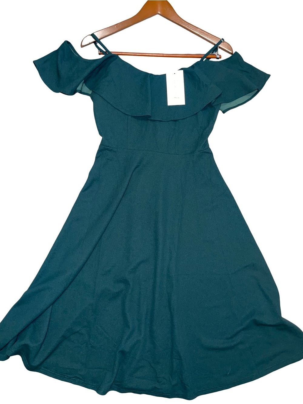Bbonlinedress Green Off-the-Shoulder Ruffle Cocktail Midi Dress - Picture 8 of 12
